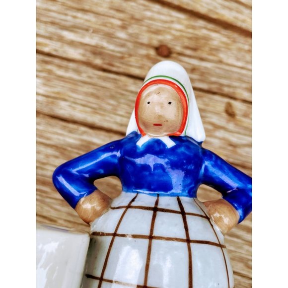 Antique Germany Porcelain Toothbrush Holder Peasant Lady - Picture 4 of 10